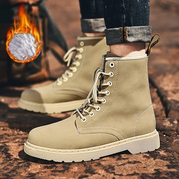 

Men Winter Boots Genuine Leather Winter Men Warm Snow Boots Winter Fur Waterproof Ankle Boots Martin Boots Outdoor Work Boots