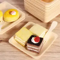 ROSENICE 100pcs Square Disposable Wooden Plate 5