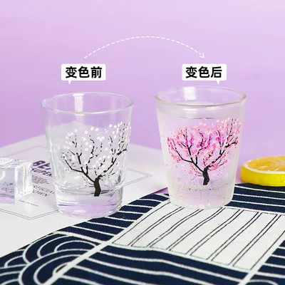 Cherry Blossom Sakura Cold Color Changing Shot Glass Spirits Glass Cup 1 piece 60ml 2oz wine glass spirits cup