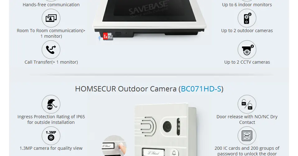 HOMSECUR 4 провода AHD Hands-free видео домофон система с записью и снимком BC071HD-S+ BM114HD-S