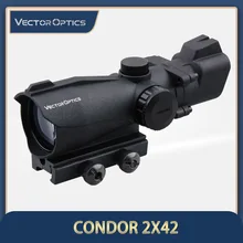 Vector Optics Condor-mira de punto verde/rojo, 2x42, mira frontal y trasera, mira de hierro, tiro de caza, 2 aumentos, 5 MOA