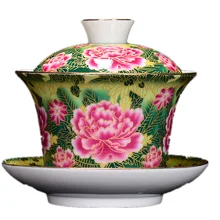 Керамический Лотос, Gaiwan, Цзиндэчжэнь, покрытый эмалью, большая чаша, чайная чашка ручной работы