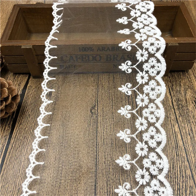 1yard 11CM White Inelastic Embroidery Water Soluble Lace Manual DIY Clothing Sewing Accessories Handicraft Decor Lace Fabric