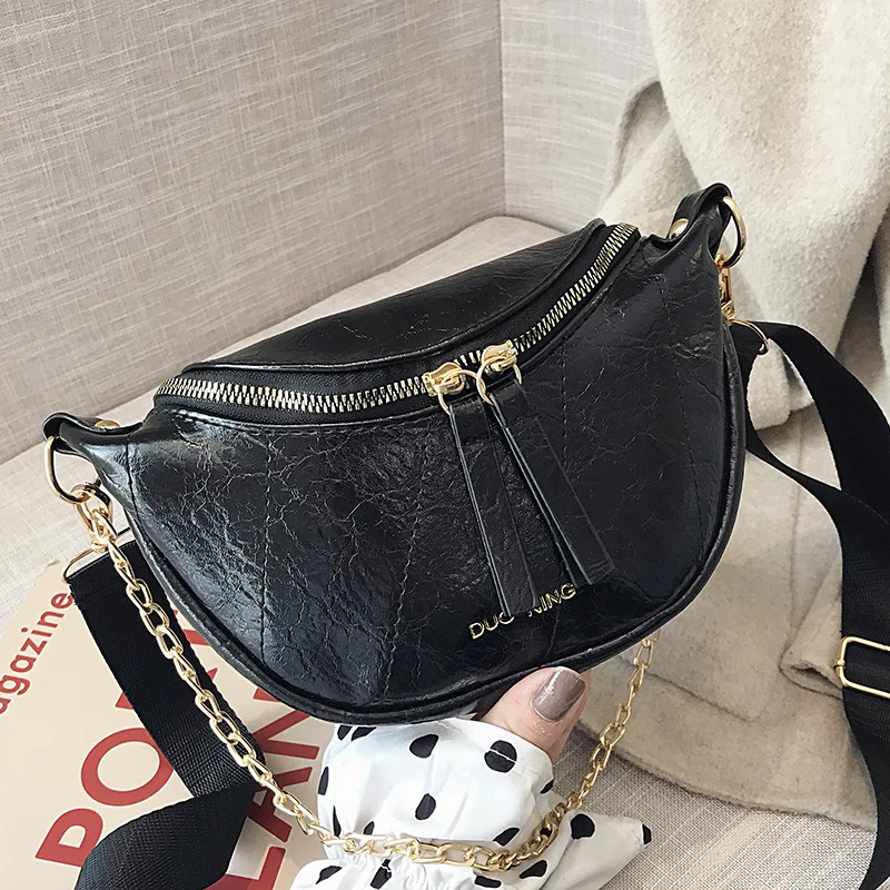 Yogodlns Fashion Quality PU Leather Crossbody Bags For Women Chain Small Shoulder Messenger Bag Lady Travel Handbags - Цвет: black
