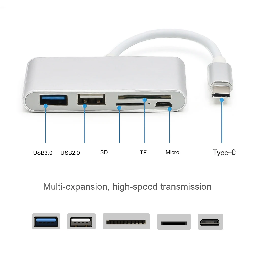 5 в 1 usb-хаб картридер концентратор USB Type C OTG USB-C Micro USB адаптер питания для Macbook Air Pro Surface Pro 6 huawei mate 20