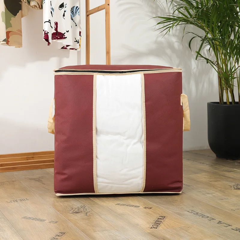 Horizontal/Vertical Style Non-Woven Foldable Storage Bags Toys Pillow Organizer Waterproof Dustproof Travel Finishing Case Organ 5