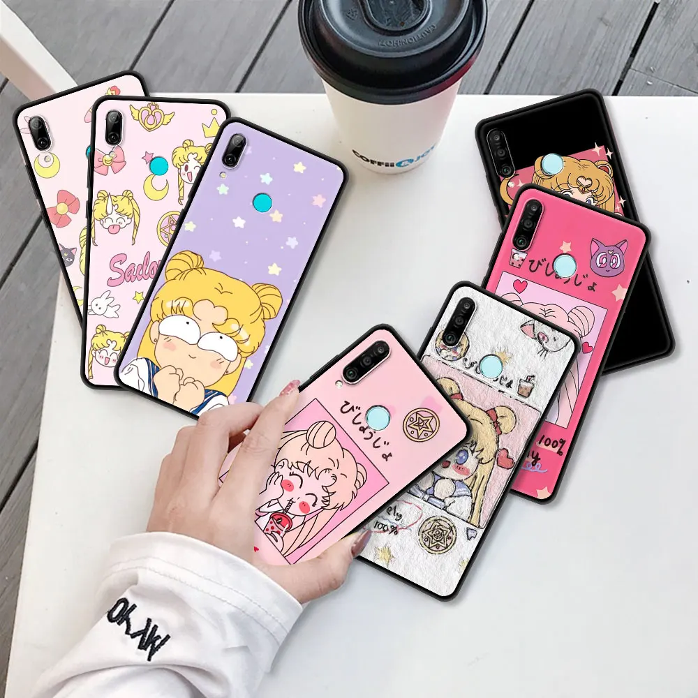 Lovely Sailors Cute Moon Case For Huawei P30 Lite P Smart Z P40 P20 Pro Y6 2019 Honor 9S 20 Black Luxury Painted Phone Cover Cas | Мобильные