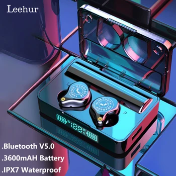 

Leehur Bluetooth Earphone V5.0 HIFI IPX7 Waterproof Touch Control Wireless Headphones 3600mAH Battery Sport Earpiece for phone