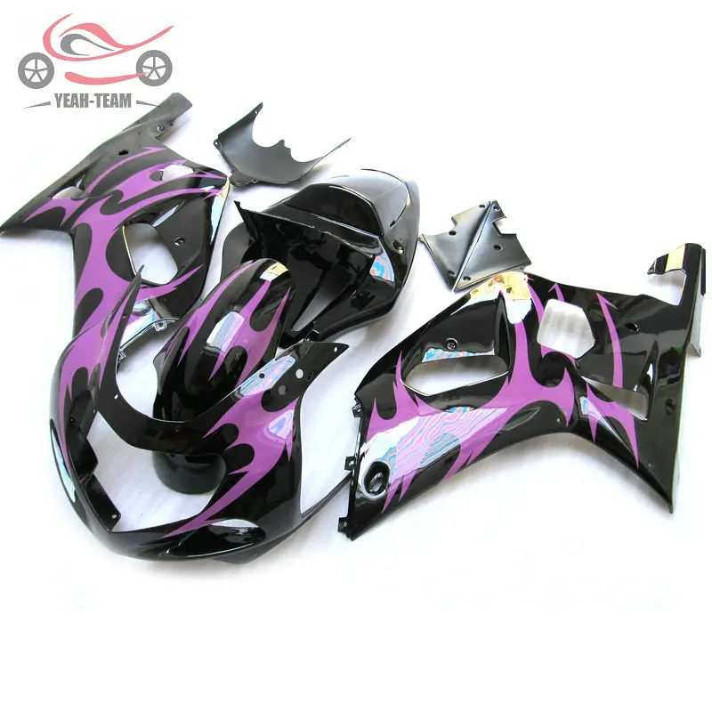 ABS китайский обтекатель комплект для Suzuki K1 GSXR750 2001-2003 GSX R600 01-03 GSXR 600 750 Фиолетовый Пламя мотоцикл обтекатель кузова