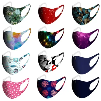 

Fashion Adult Colorful Print Pattern Face Mask Earloop Mouth Masks Washable Reusable Breathable Adult Face Mouth Mask