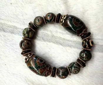 

Nouveauté haute qualité trois yeux Vintage Dzi tibétain perles Bracelets pierre véritable pour hommes bijoux livraison gratuite