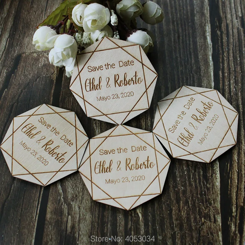 

Geometric save the date, Wedding announcement, Wooden save the date, Modern wedding magnet