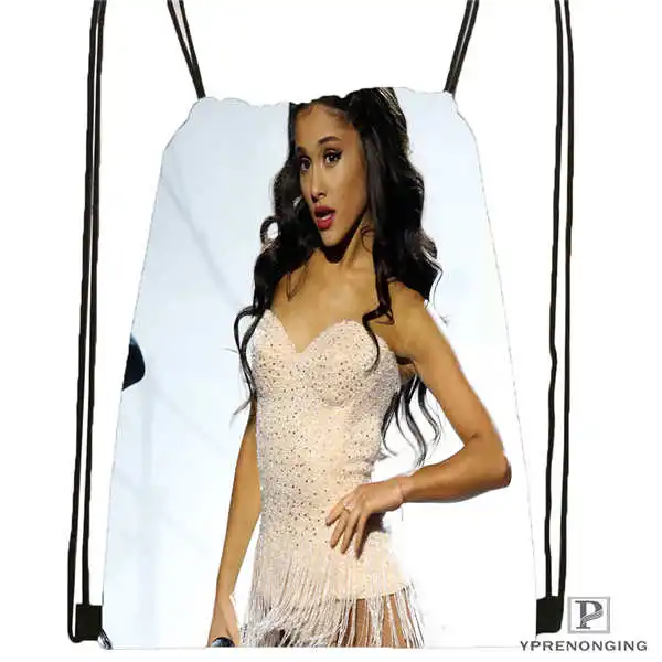 Drawstring Backpack Изготовленный На Заказ Ariana-Grande@ 02-походная сумка на шнурке милый рюкзак для детей(черная спинка) 31x40 см#180611-03-114 - Цвет: Drawstring Backpack