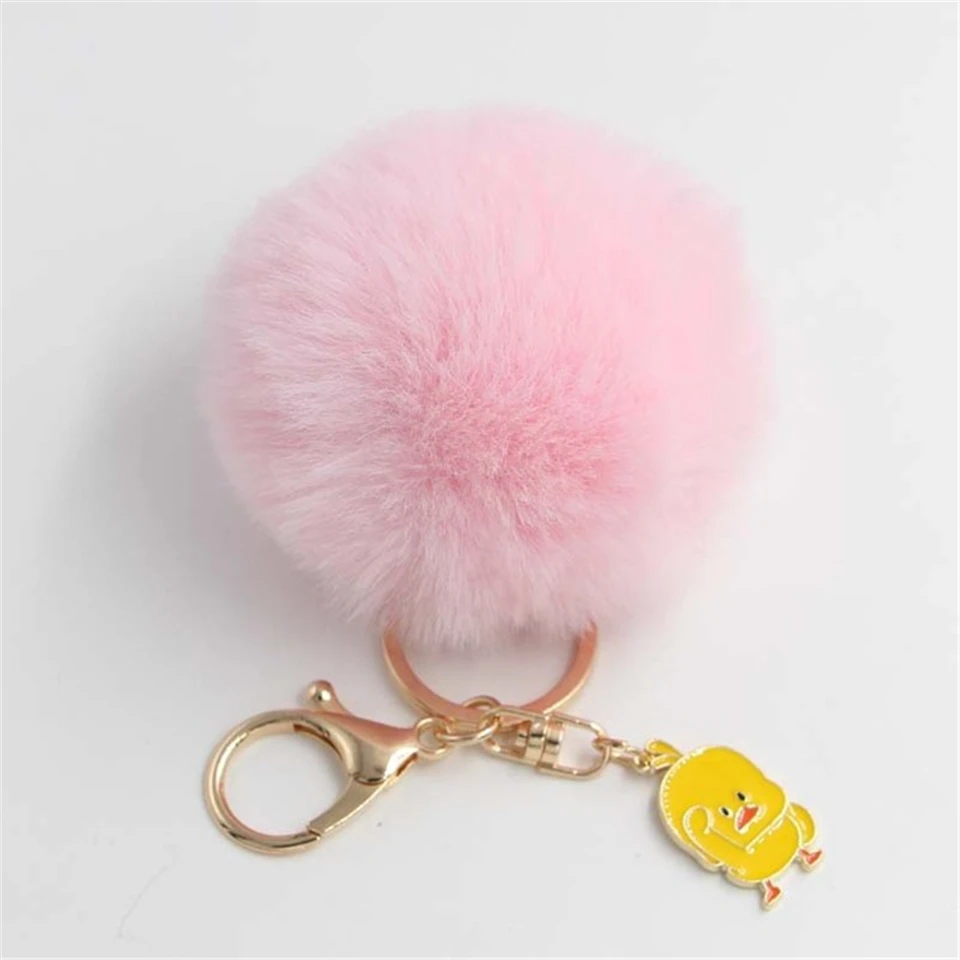 Cartoon Cute Yellow Duck Feather Ball Key Plush Toys Cute Chain Bag Car Pendant Animals Nature Pendant Keychain Plush Toys