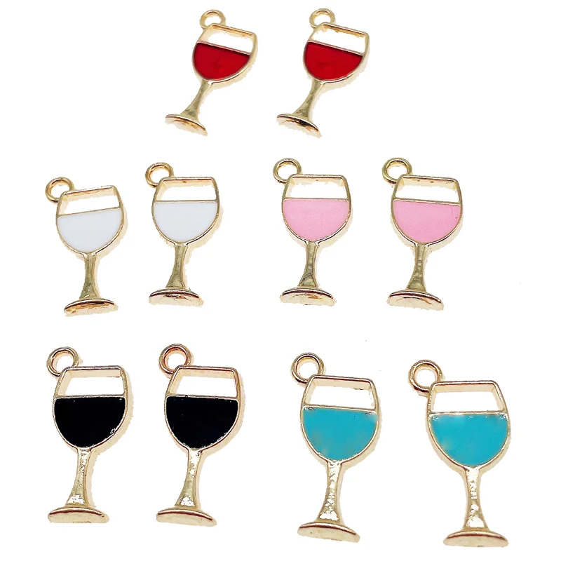 Peixin 20 Teile/los Mode Armband Schmuck Machen Anhänger Zubehör Großhandel Schwarz Blau Emaille Rotwein Glas Legierung Charme – Detail 1