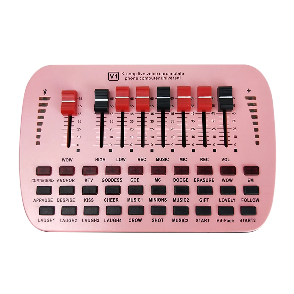 

V1 Live Sound Card Universal Volume Adjustable USB External Audio Mixer Sound Card for PC Phone Computer