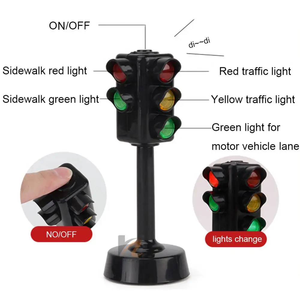 Simulation Traffic Light Model Stoplight Crosswalk Signals with LED Music kids Pretend Play Toys