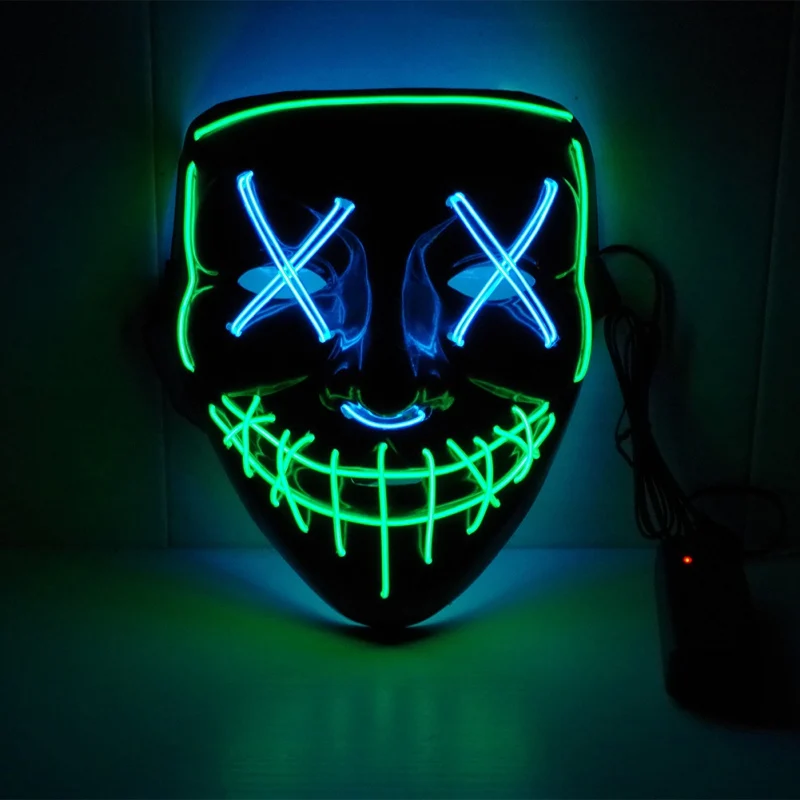 Хэллоуин СВЕТОДИОДНЫЙ маска светящиеся Вечерние Маски очистки год проведения выборки большой забавный фестиваль Маски для костюмированной вечеринки светятся в темноте - Цвет: HL1558B