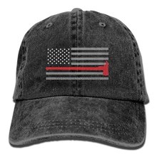 Винтажная хлопковая джинсовая кепка, бейсбольная кепка, тонкая красная линия, флаг, шестипанельная Регулируемая Кепка для водителя грузовика, папа, шляпа для взрослых, унисекс