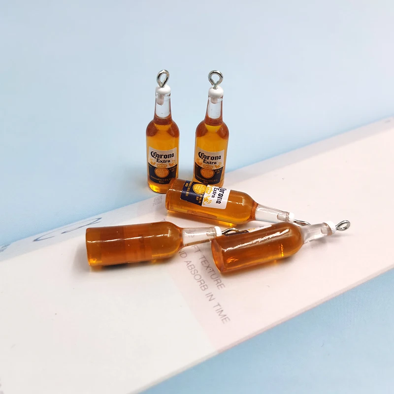 10pcs Beer Bottle Resin Earring Charms Drinking Bottle for Keychain Necklace Pendant Jewelry Findings Floating Charm C228