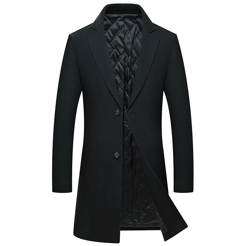 Aismz Winter Business Casual Men Single Breasted Long Wool Overcoat Mens Slim Thick Warm Jackets Trench Coat casaco masculino