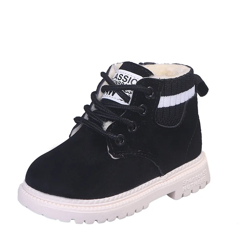 

Girl Martin Boots Shoes Winter Children Warm Plush Soft Bottom Boy Baby Girl Boot Leather Winter Snow Boot Baby Hook & Loop
