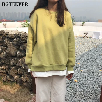 

BGTEEVER Autumn Winter Fake 2 Pieces Female Pullovers O-neck Women Sweatshirt Casual Loose Women Hoodies Tracksuit 2019