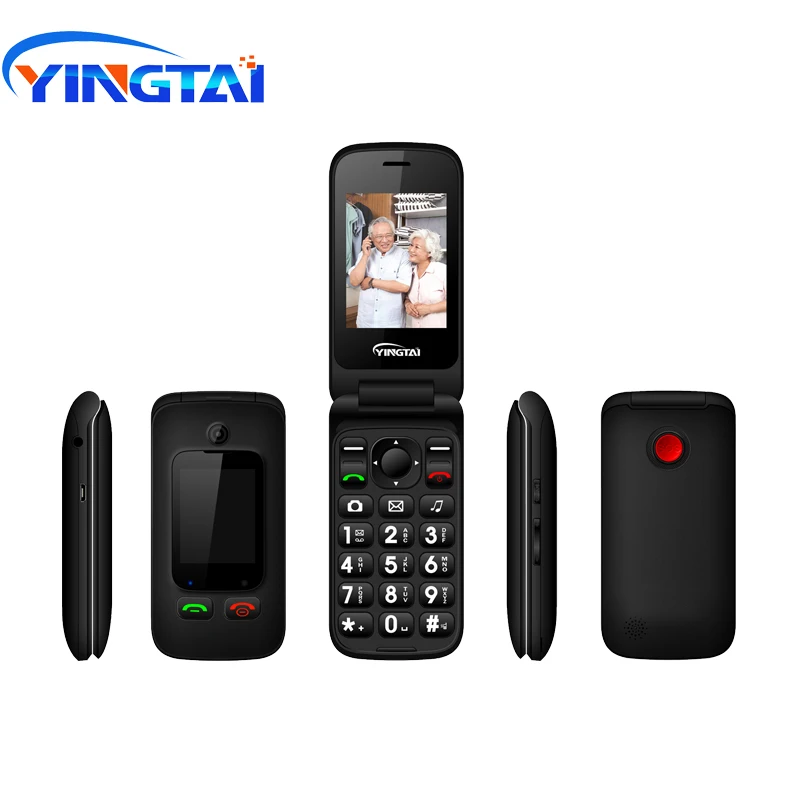 YINGTAI 2,4 дюймов двойной экран Большой кнопочный сотовый GSM Две SIM MTK клавиатура раскладушка мобильный телефон для пожилых людей не смартфон
