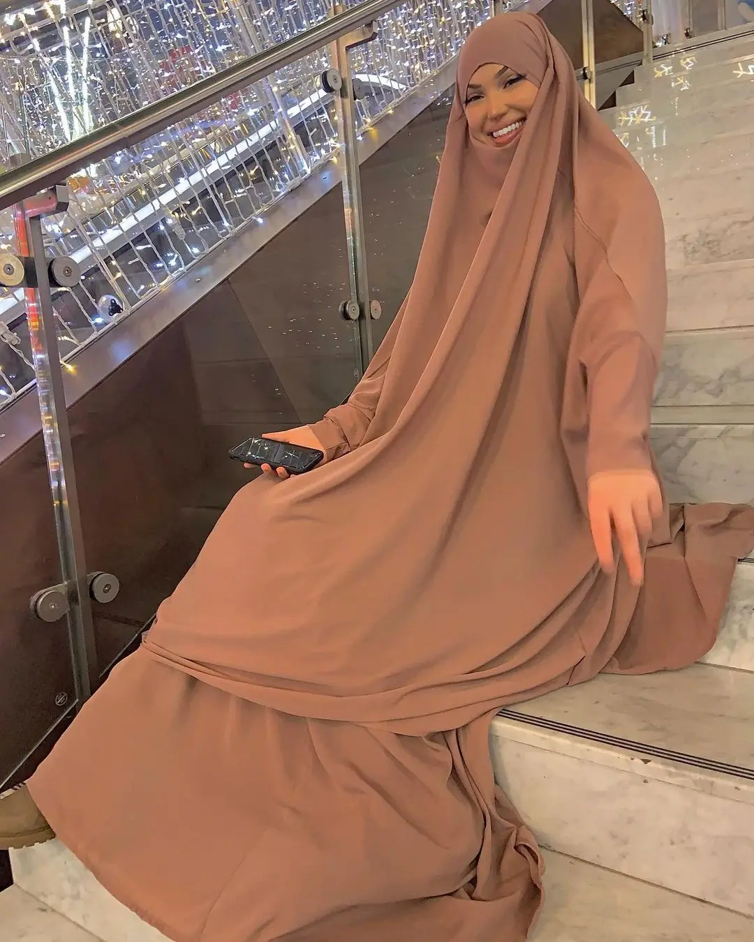 Vestido Hijab com capuz Eid para mulheres