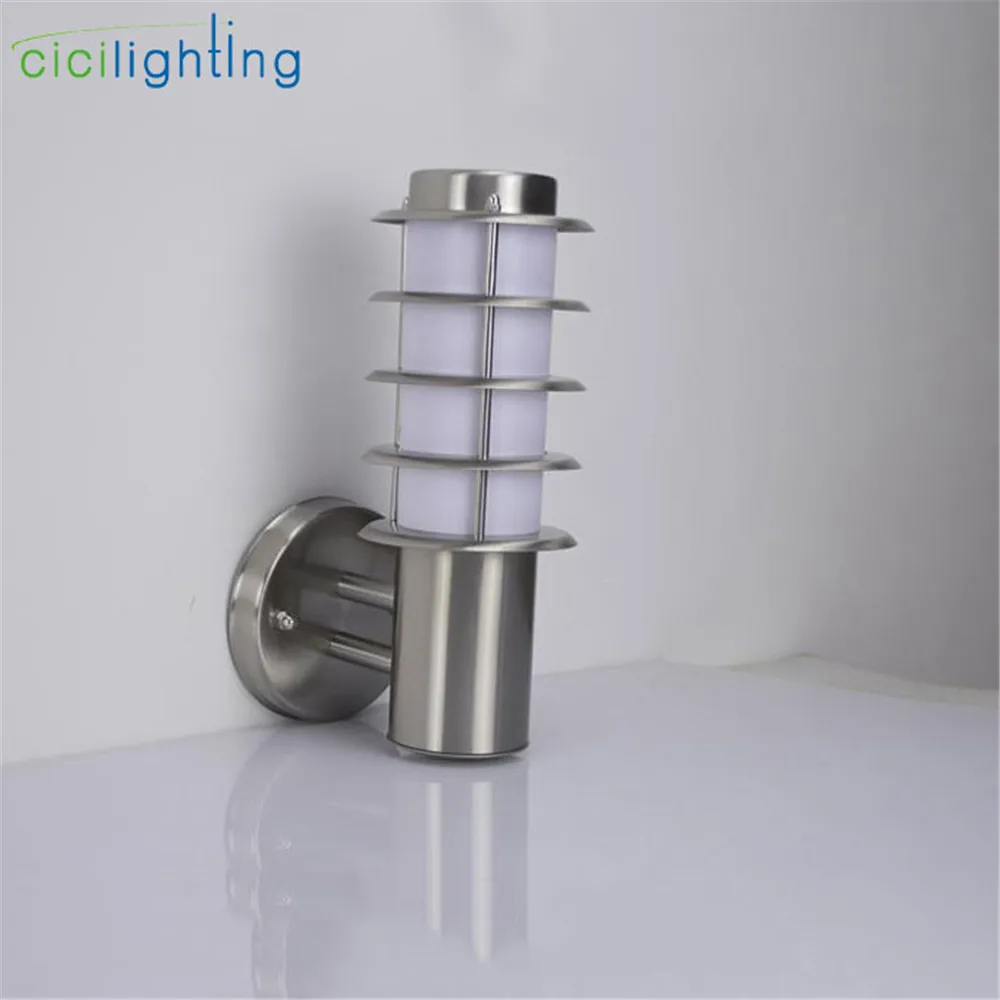 Lámpara de pared exterior LED e27 blanco de acero inoxidable fassadenlampe lámpara para afuera ip54 