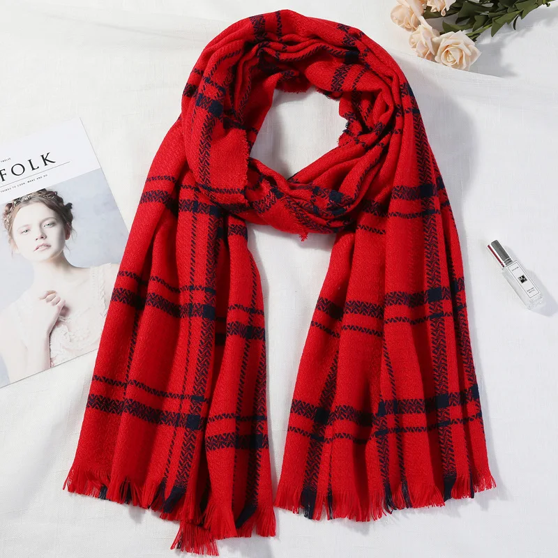 Hot Designer Winter Women Scarf Plaid Warm Cashmere Scarves Shawls Female Luxury Brand Pashmina Scarf Lady Blanket Wrap