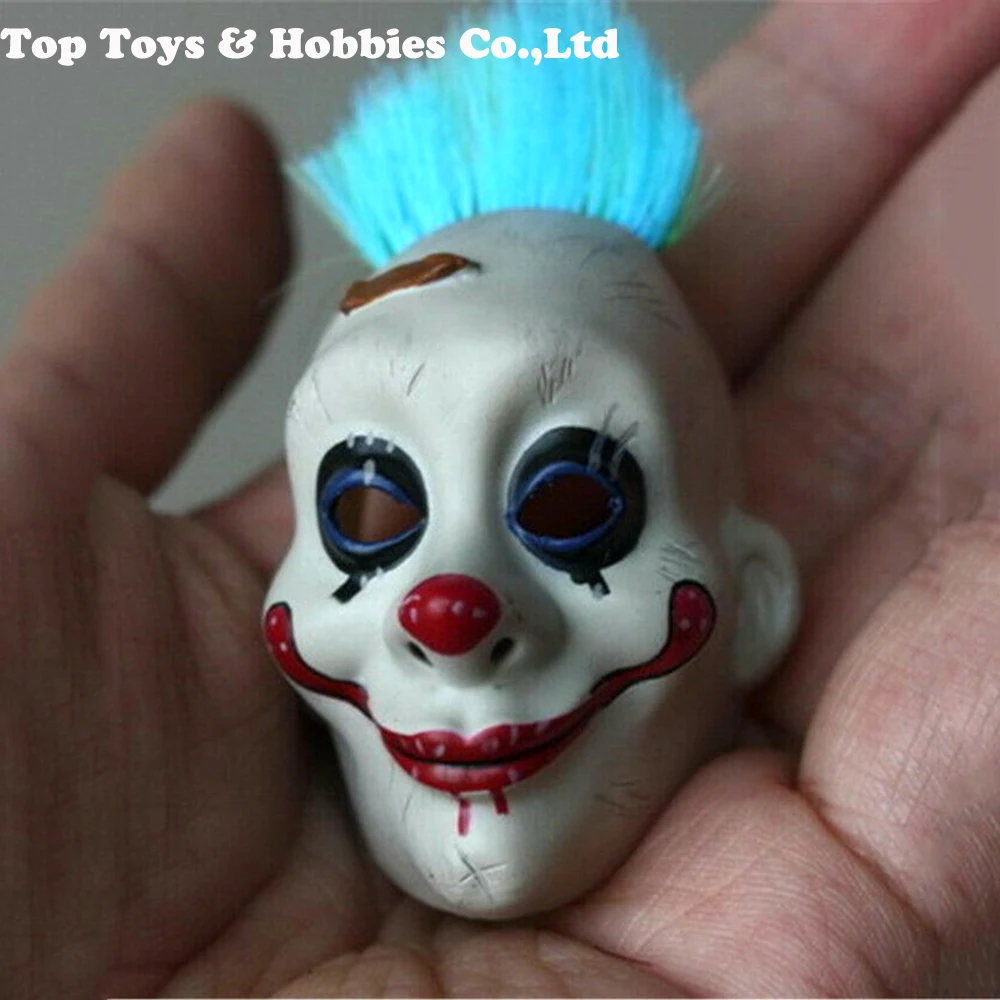 

in stock 1/6 The Joker Mask Rooted Blue Hair Clown Mask for 12'' Figure Head Accessory