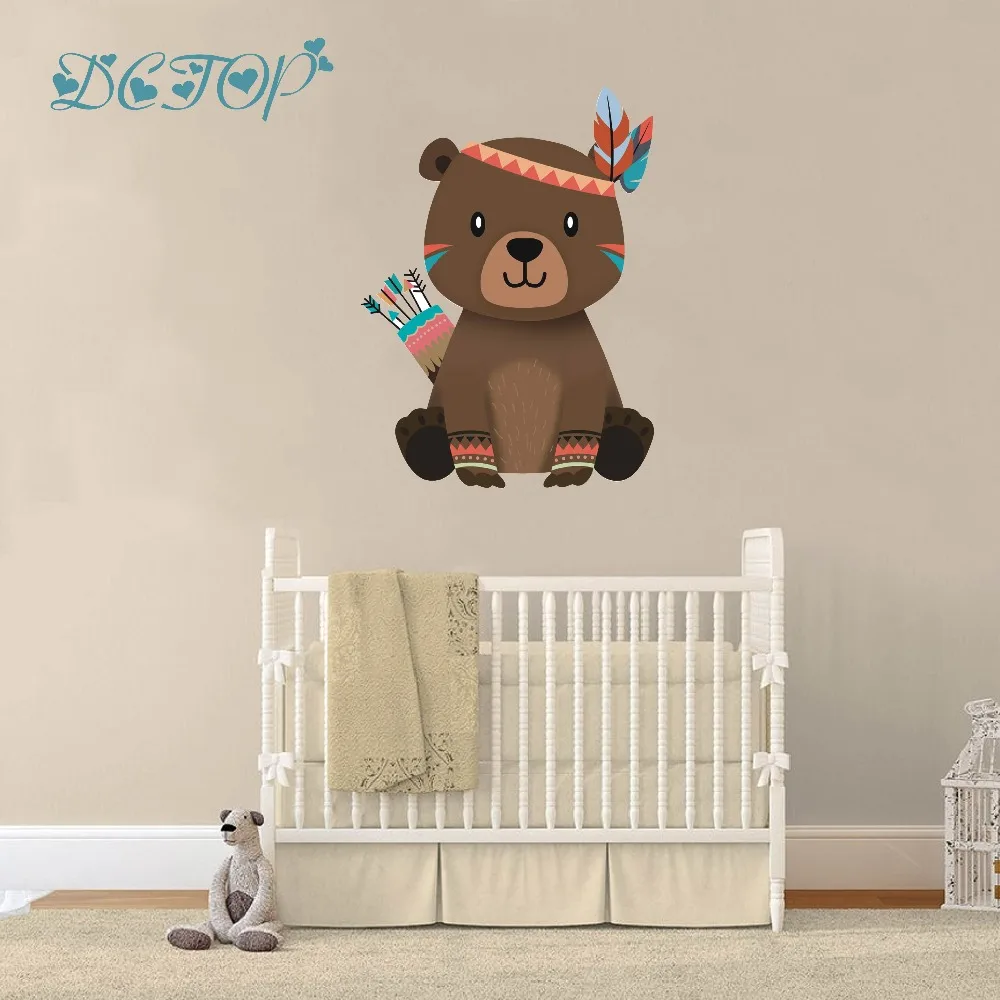 Cute Tribal Squirrel Deer Bear Hedgehog Forest Animal Wall Decals Stickers For Kids Nursery Room Home Mural DIY Art Vinyls Decor (4)