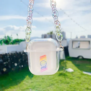 

For Airpods 2 Bracelets Lanyard Chain Strap Liquid Quicksand Clear Case for Apple Airpods 1 Wireless Earphone Cover Chaging Box