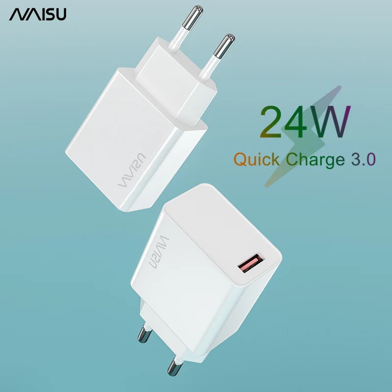 NAISU 24W Quick Charge QC 3.0 USB Charger Wall Mobile Phone Fast Charging Adapter For iPhone13 Huawei Samsung Xiaomi POCO X3 NFC