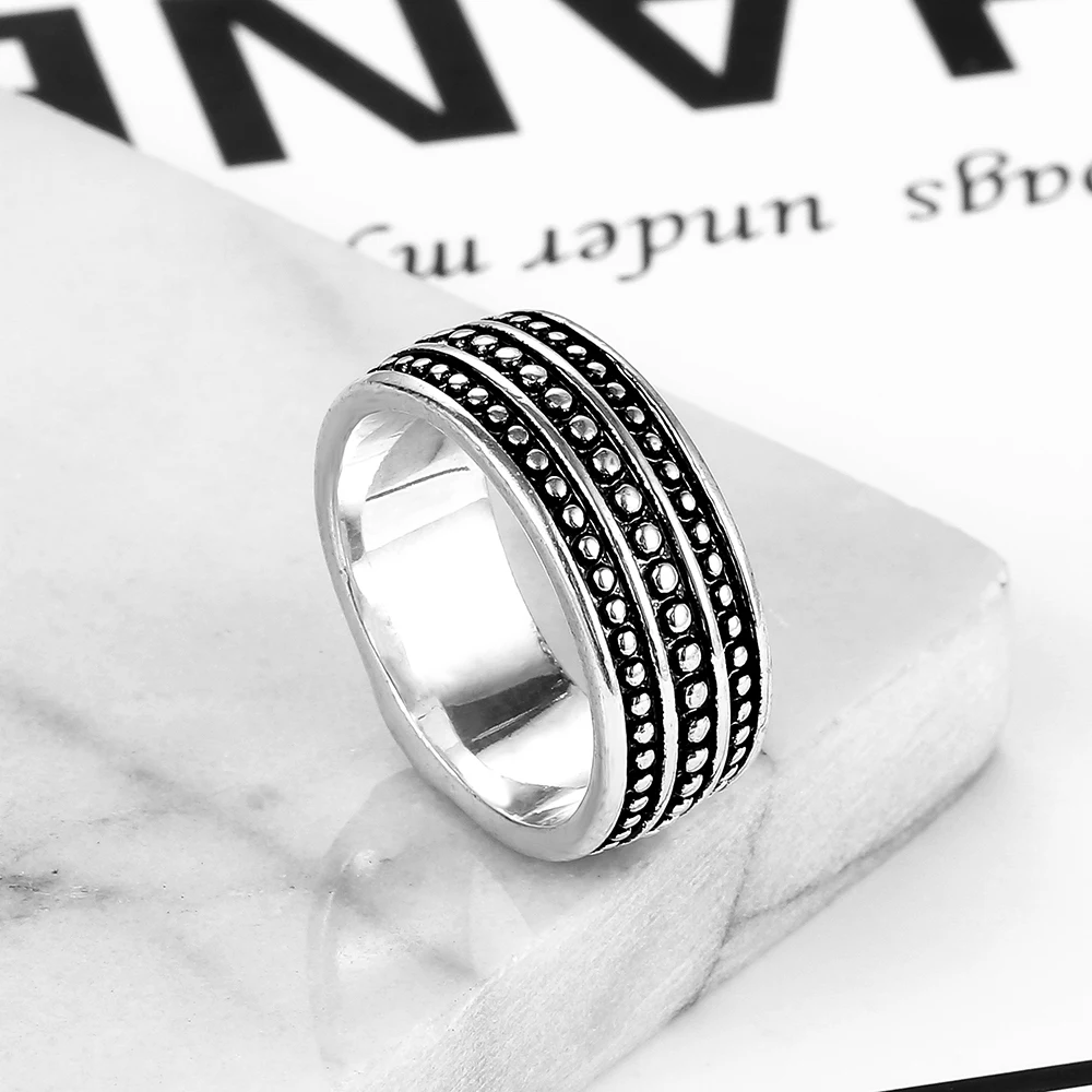 

2019 Trendy Vintage Buddha Rings for Women Ancient Silver Point Rings Men Cool Rock Punk Antique Silver Ring Jewelry Wholesale