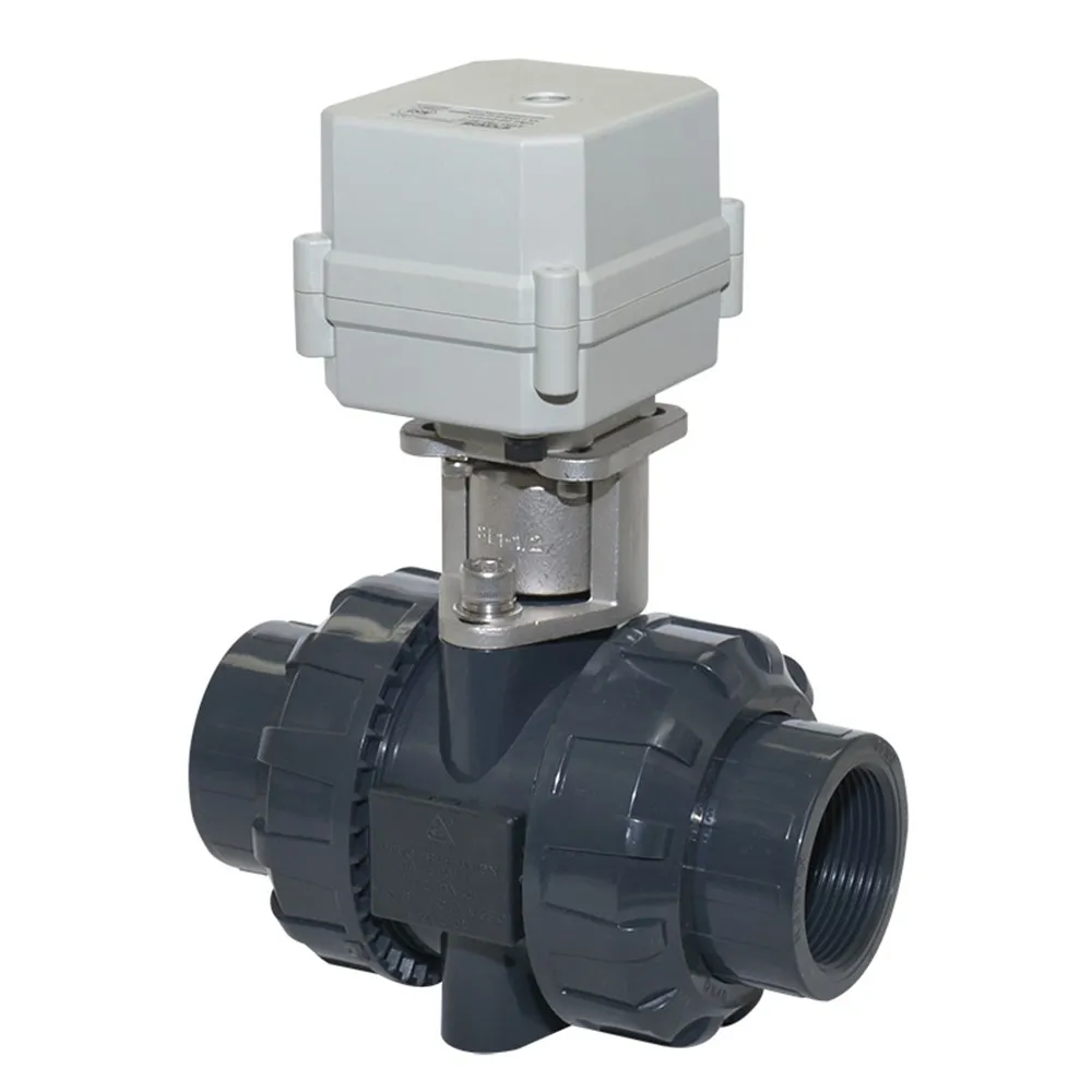 

BSP/NPT 2 Way DN40 1-1/2'' Motorized Ball Valve 9-24VACDC Full Port UPVC/CPVC Electric Actuator Valve NO/NC Water Control Valve
