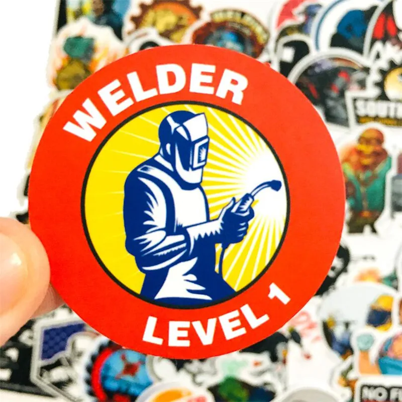 10/30/50PCS Hip Hop Punk Toolbox Car Phone Helmet Skull Welding Construction Hard Hat Wall Sticker Toy Wholesale