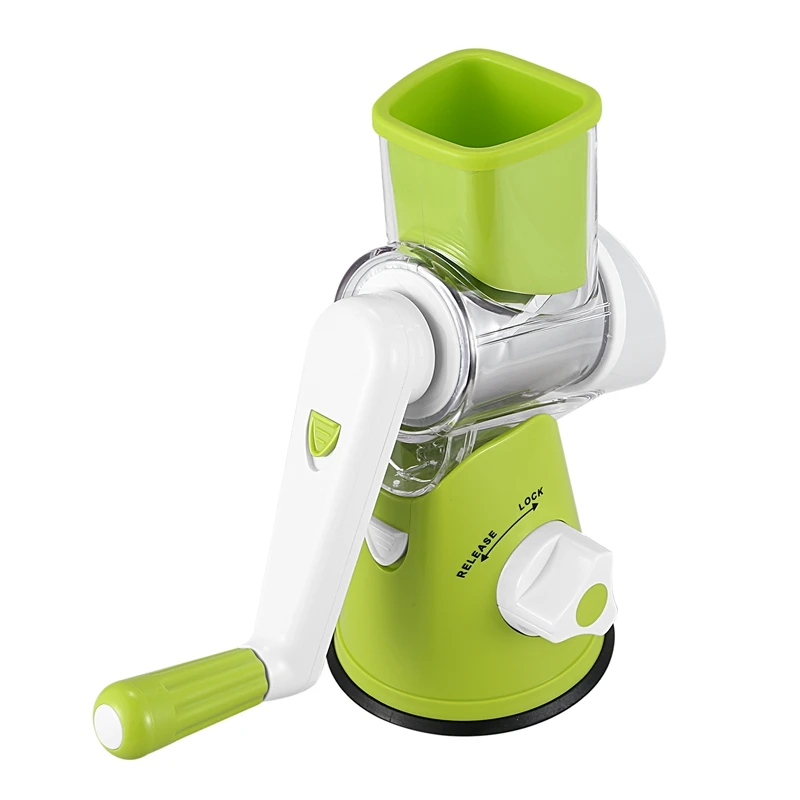 

Manual Speedy Rotared Vegetable Fruit Cheese Nut Slicer Cutter Shredder Grinder With 3 Interchangeable Round Stainless Steel B