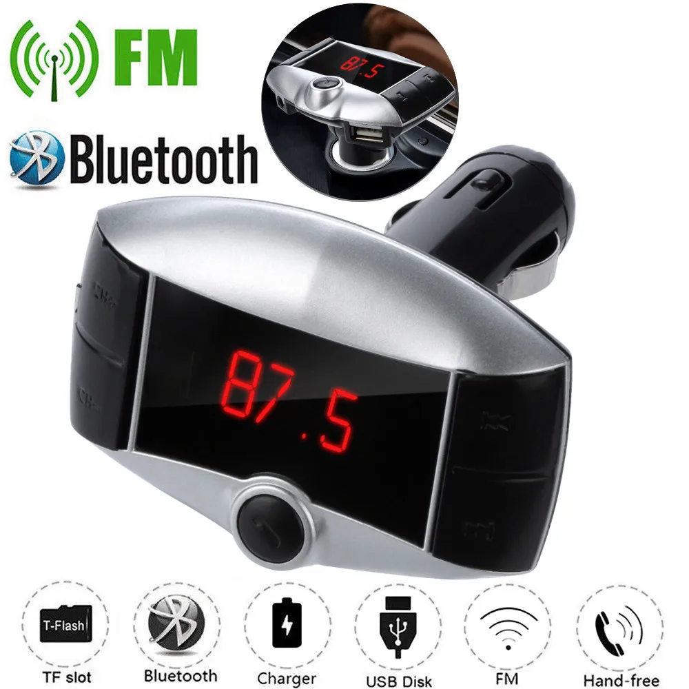 1," ЖК-дисплей 12 V-24 V Bluetooth MP3 плеер Беспроводной FM передатчик модификатор с двумя портами USB Зарядное устройство прикуриватель автомобиля Kit