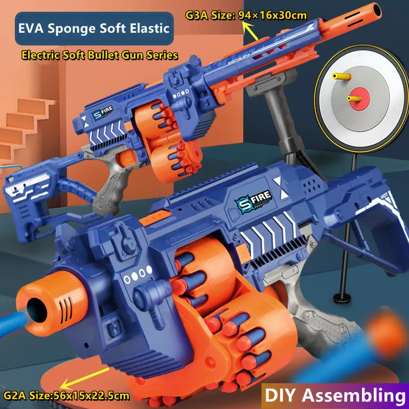 

DIY Self-Assembly Electric Burst Soft Bullet Gun 94CM Rotating Magazine Parent-Child Interaction Long Distance Shooting Kids Toy