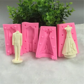 

GZTZMY Wedding Cake Fondant Mould Food Grade Silicone Mold 3D Cake Decoration Baking Tool Moulds for Bride and Groom Patisserie
