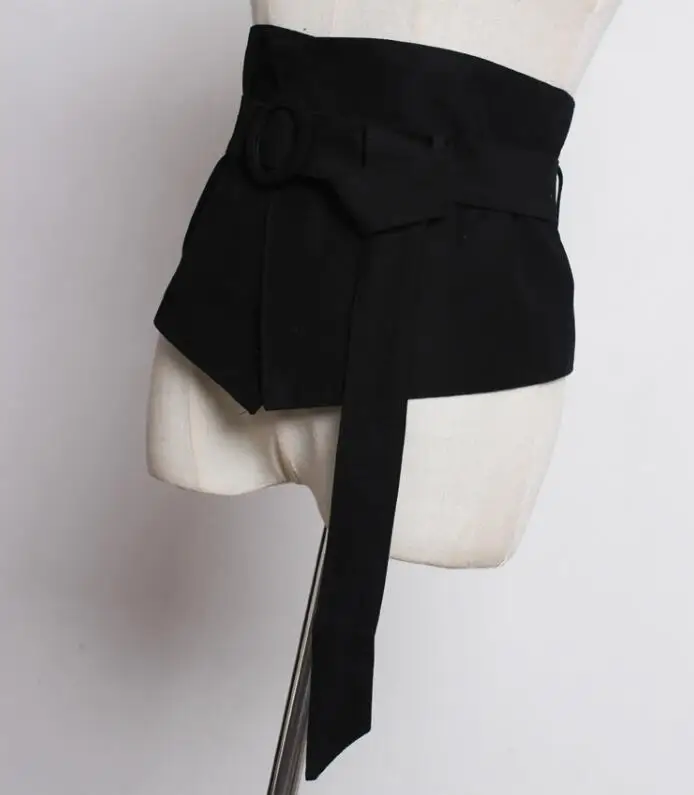 Женские Подиумные модные черные пояса женское платье пальто Корсеты пояс с пряжкой Украшение широкий пояс R1761