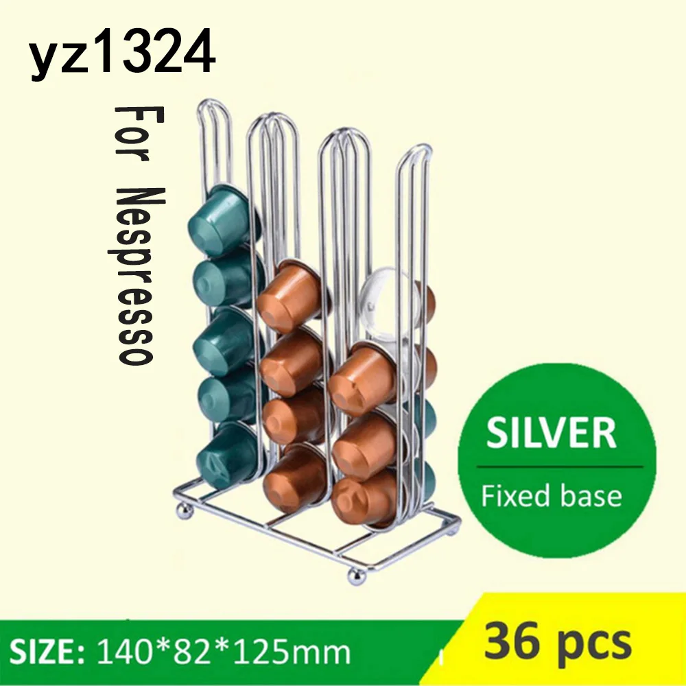 Stainless Steel Capsule Coffee Pod Holder Tower Stand Rack Iron Plating Coffee Shelves Rotary Storage For Nespresso new