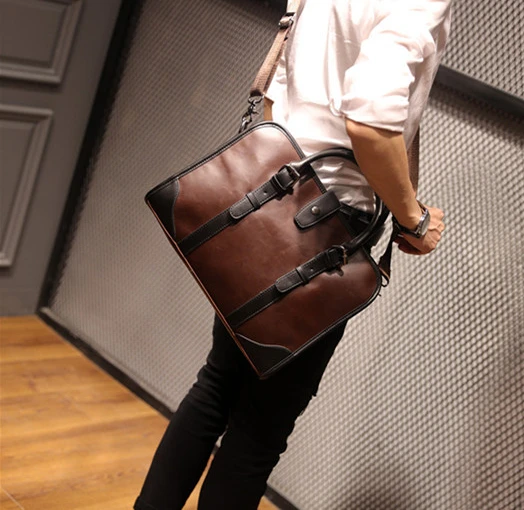 Men's Shoulder Bag Handbag with Laptop Strap for Laptop Vintage Leather Business Briefcase