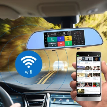 

H3 Auto Dash Camera Bluetooth GPS Navigatie Dual Cams HD1080P Achteruitkijkspiegel Auto DVR 7 inch 3G RAM1GB ROM16GB Auto Record