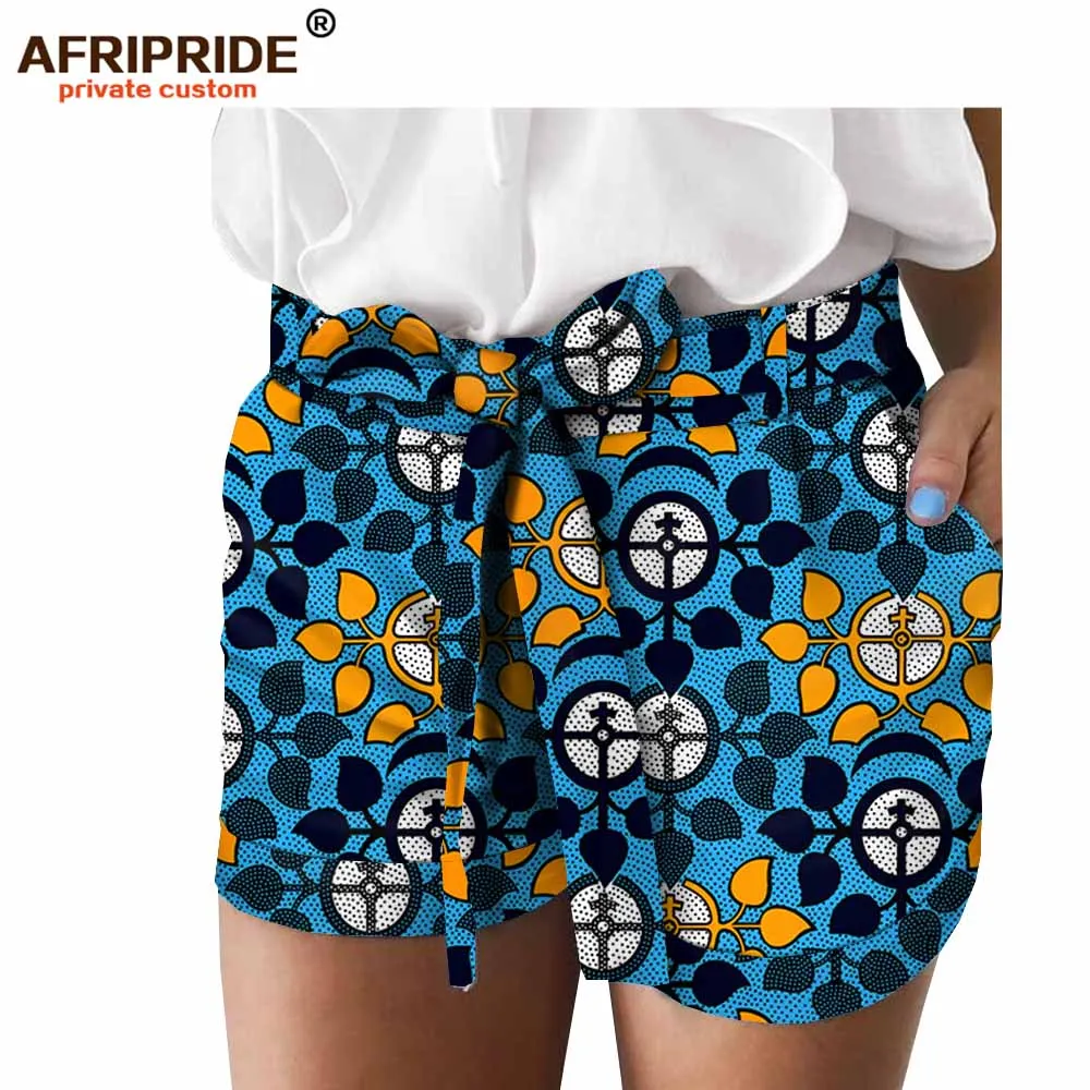 Последние африканские летние шорты с принтом для женщин AFRIPRIDE, изготовленные на заказ, хлопок, повседневные женские шорты с поясом A1821005
