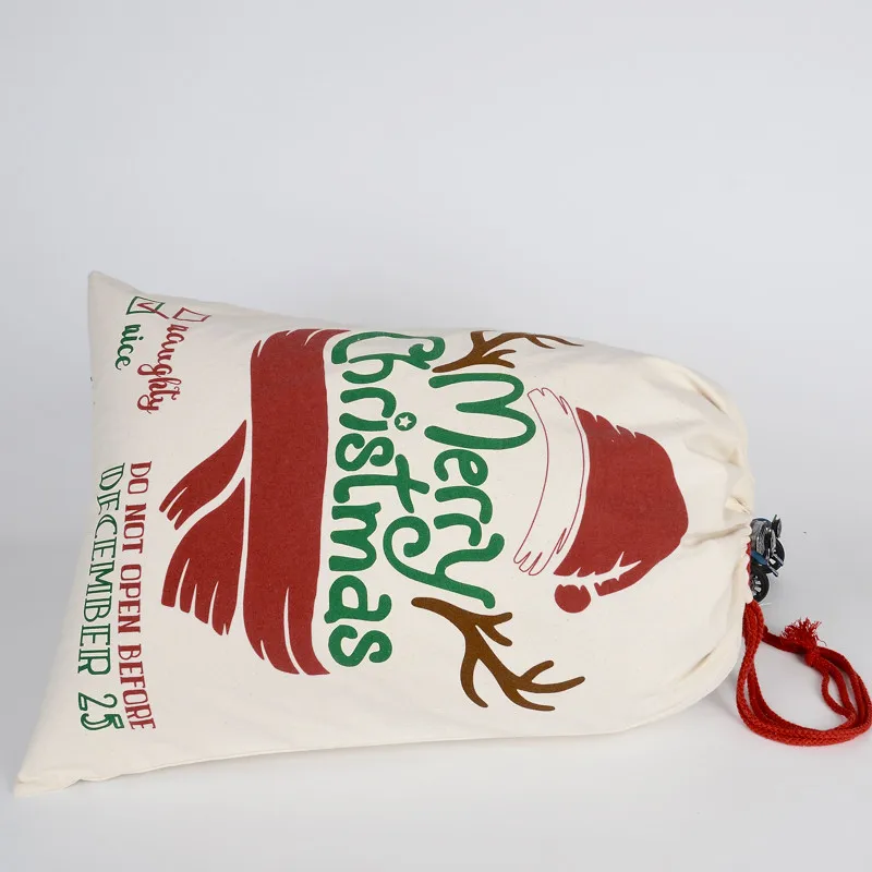 20#10# большой холст Счастливого Рождества Санта мешки Рождественский чулок олень подарочная сумочка рождественские украшения для дома