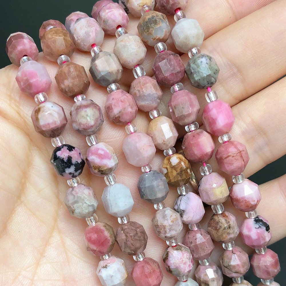 

Natural Faceted Red Rhodonite Loose Stone Beads For Jewelry Making Round Spacer Beads DIY Bracelet Charms Accessories 15'' 7.5''