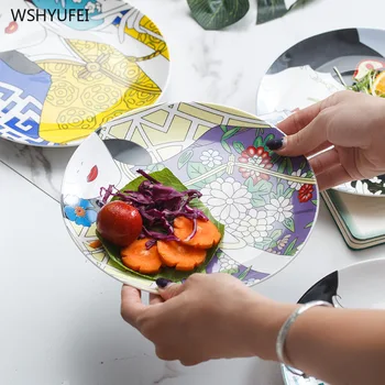 

New creative character cheongsam woman totem ceramic plate breakfast dessert fruit snacks home kitchen decoration tableware